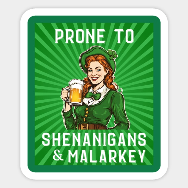 Shenanigans & Malarkey St Patrick's Day Red Head Leprechaun Sticker by Little Duck Designs